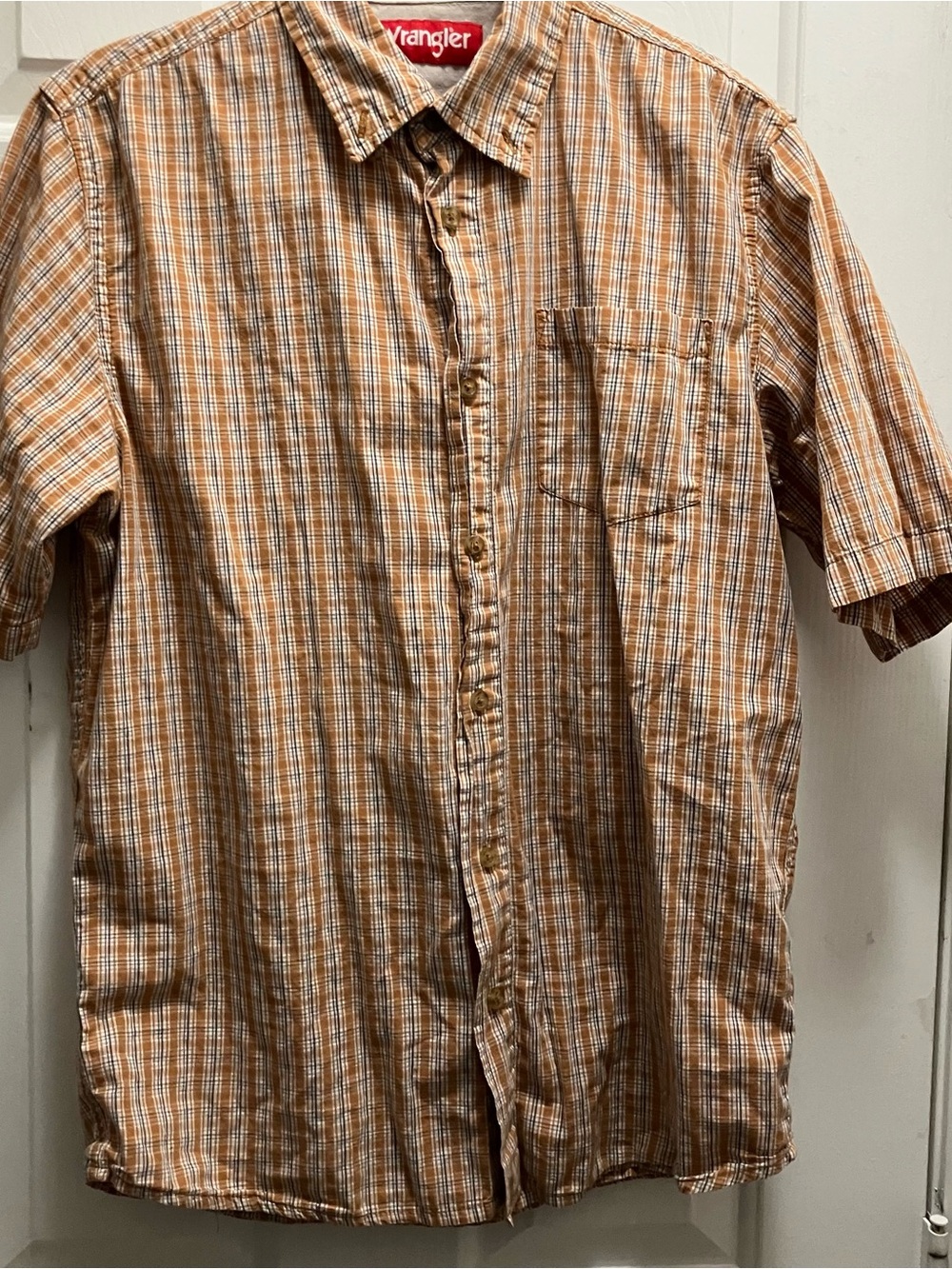 Wrangler Men’s Short Sleeve Orange Size Small Cotton Button Up